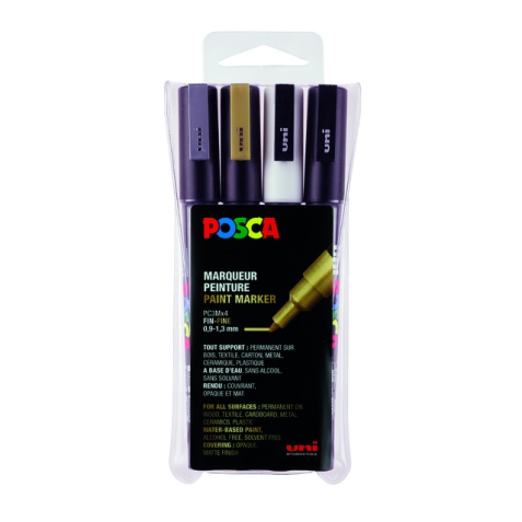 Marqueur peinture Posca PC3M Fin assorti set 4 pièces