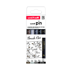 De_rotulador uniball pin punta pincel flexible blister de 5 unidades colores surtidos