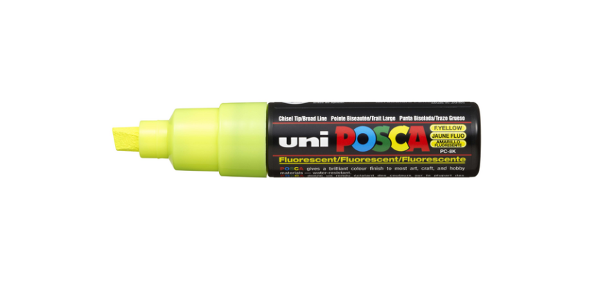 Marqueur peinture Posca PC8K Large biseau jaune fluo