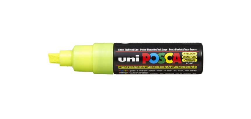 Marqueur peinture Posca PC8K Large biseau jaune fluo