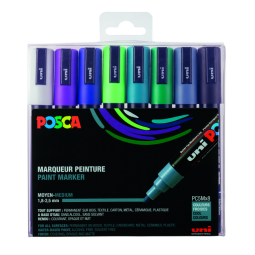 Marqueur peinture Posca PC5M Medium assorti fluo set 8 pièces