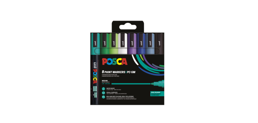 Paintmarker Uni POSCA PC5M medium koel assorti set à 8 stuks