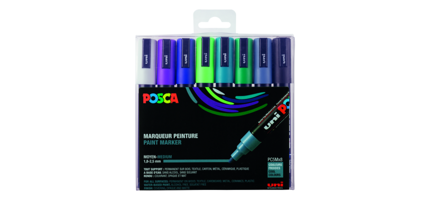 Marqueur peinture Posca PC5M Medium assorti fluo set 8 pièces