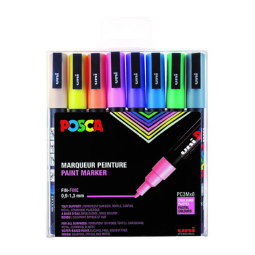 Verfstift Posca PC3M fijn pastel assorti set à 8 stuks