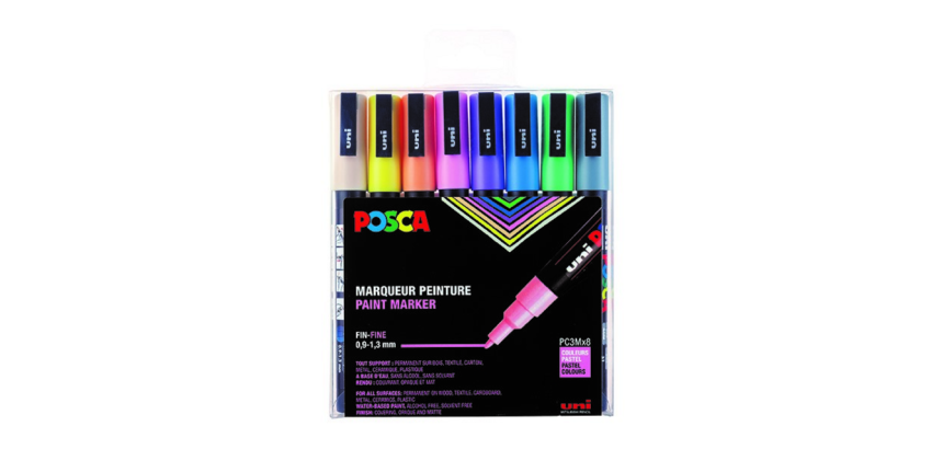 Marqueur peinture Posca PC3M Fin couleurs pastel set 8 pièces