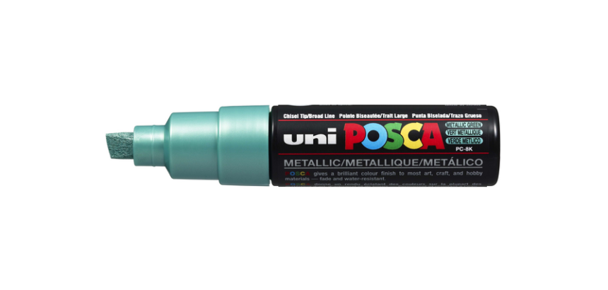 Paintmarker Uni POSCA PC8K breed schuin metallic groen