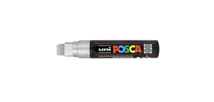 Paintmarker Uni POSCA PC17K extra breed rechthoek zilver