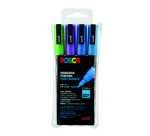 Marqueur peinture Posca PC3M Fin couleurs froides pailletées set 4 pièces