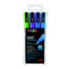 Verfstift Posca PC3M fijn glitter koel assorti set à 4 stuks