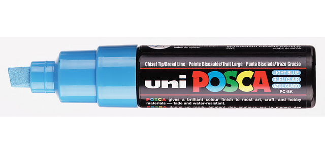 Paintmarker Uni POSCA PC8K breed schuin lichtblauw