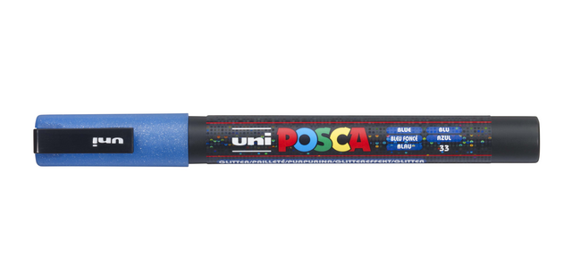 Paintmarker Uni POSCA PC3M fijn glitter donkerblauw