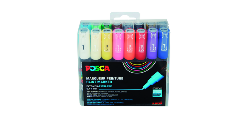 Marqueur peinture Posca PC1MC Extra Fin assorti set 16 pièces