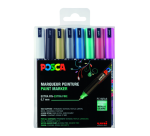 Paintmarker Uni POSCA PC1MR extra fijn metallic assorti set à 8 stuks