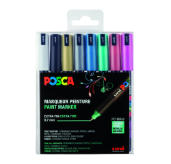 Marqueur peinture Posca PC1MR Extra Fin assorti métal