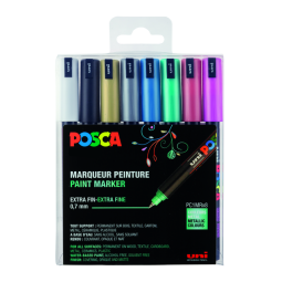 Marqueur peinture Posca PC1MR Extra Fin assorti métal