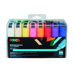 Verfstift Posca PC8K breed schuin assorti set à 16 stuks