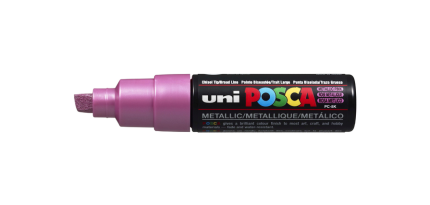Marqueur peinture Posca PC8K Large biseau rose métal