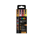 Marqueur peinture Posca PC3M Fin couleurs chaudes pailletées set 4 pièces