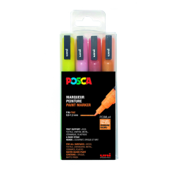 Marqueur peinture Posca PC3M Fin couleurs chaudes pailletées set 4 pièces