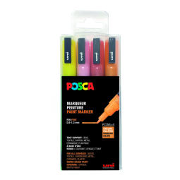 Marqueur peinture Posca PC3M Fin couleurs chaudes pailletées set 4 pièces