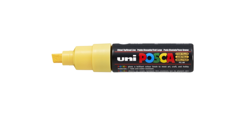 Marqueur peinture Posca PC8K Large biseau jaune paille