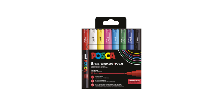 Marqueur peinture Posca PC1MC Extra Fin assorti set 8 pièces
