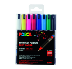 Paintmarker Uni POSCA PC1MR extra fijn assorti set à 8 stuks