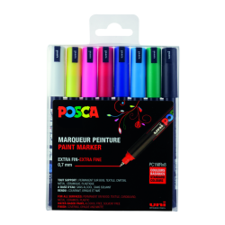 Marqueur peinture Posca PC1MR Extra Fin assorti set 8 pièces