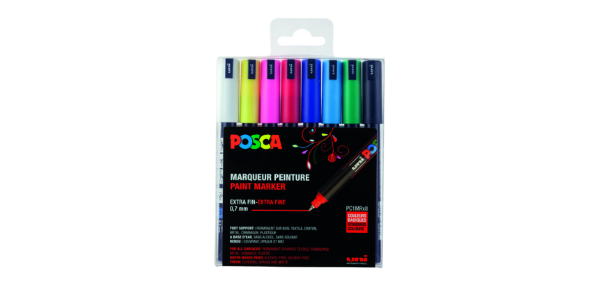 Marqueur peinture Posca PC1MR Extra Fin assorti set 8 pièces