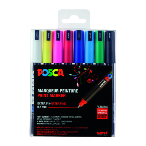 Verfstift Posca PC1MR extra fijn assorti set à 8 stuks