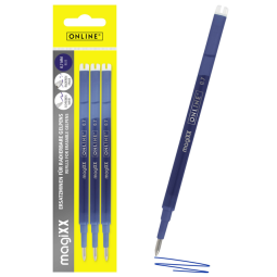 Recharge stylo gel Online Magixx 0,7mm bleu blister 3 pièces