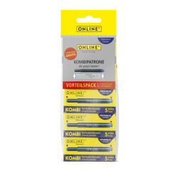 Cartouche d'encre Online Combi bleu blister 5 boîtes x 5 pièces