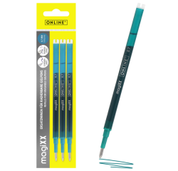 Recharge stylo gel Online MagiXX 0,7mm turquoise blister 3 pièces