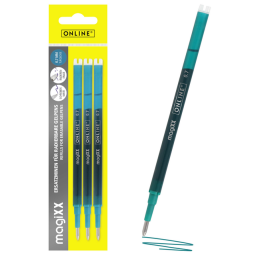 Recharge stylo gel Online MagiXX 0,7mm turquoise blister 3 pièces