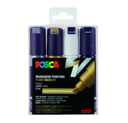 Marqueur peinture Posca PC8K Large biseau assorti set 4 pièces