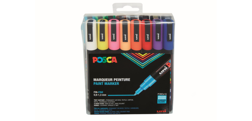 Posca Markerfarbe PC3M Feine Standardmischung Set 16 Stück