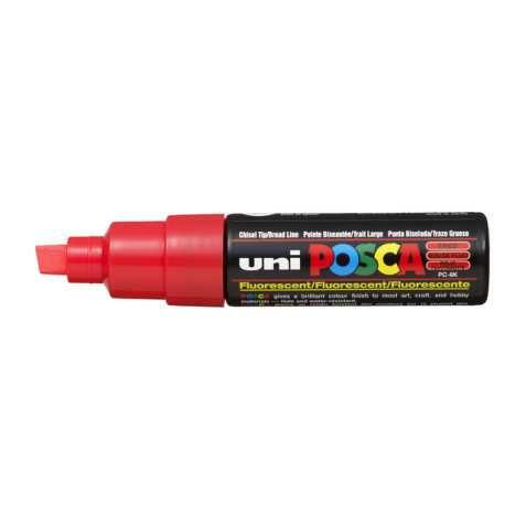 Marqueur peinture Posca PC8K Large biseau rouge fluo