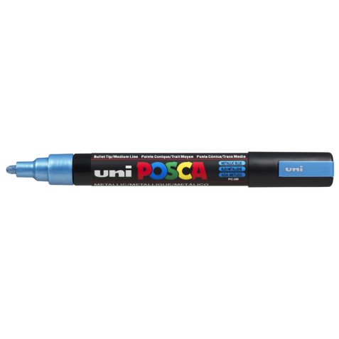 Verfstift Posca PC5M medium metallic blauw