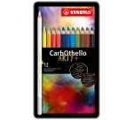 Crayon craie pastel STABILO CarbOthello assorti boîte 12 pièces