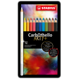 Crayon craie pastel STABILO CarbOthello assorti boîte 12 pièces