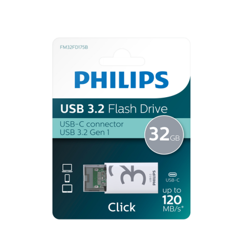 Clé USB Philips Click USB-C 32Go Shadow Grey