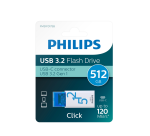 Clé USB 3.2 Philips Click USB-C 512Go bleu