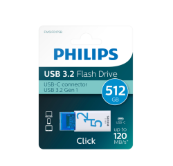 Clé USB Philips Click USB-C 512Go Ocean Blue