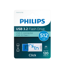 Clé USB Philips Click USB-C 512Go Ocean Blue