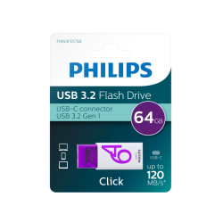 Philips USB-Stick Click 64 GB USB 3.2 (USB-A) Violett