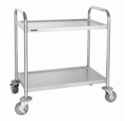 Chariot de service Vogue inox 2 plateaux 82,5x71cm