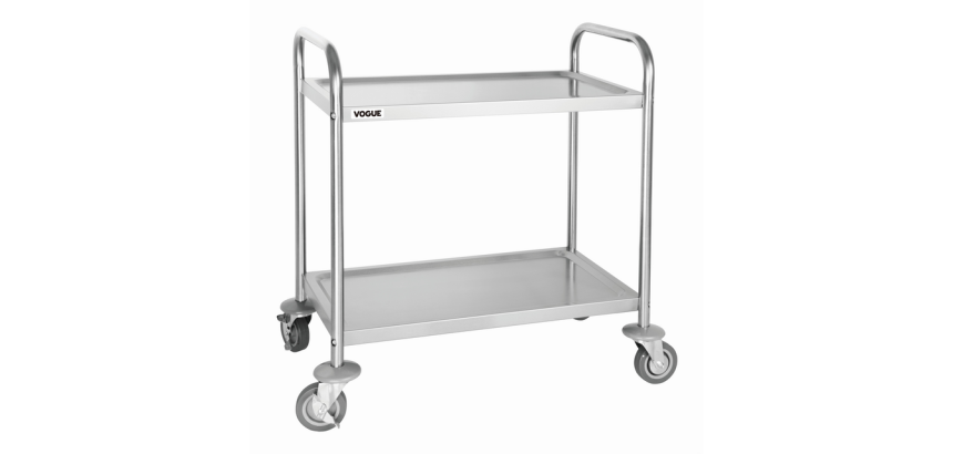 Vogue stainless steel service cart 2 shelves 82.5x71cm