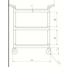 Chariot de service Vogue polypropylène 3 plateaux 95x82,5cm