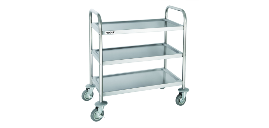 Chariot de service Vogue inox 3 plateaux 82,5x71cm