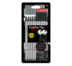 STABILO Arty Creative Tips Filzstifte, gemischte Spitzen, Schwarz und Grau, Blisterpackung mit 10 Stück